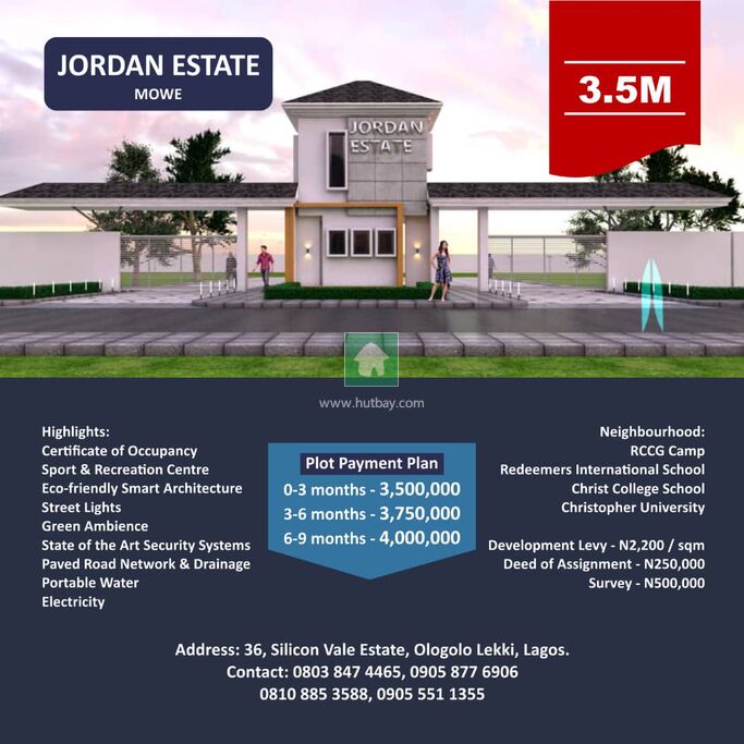 Land For sale at Mowe, Ogun Hutbay